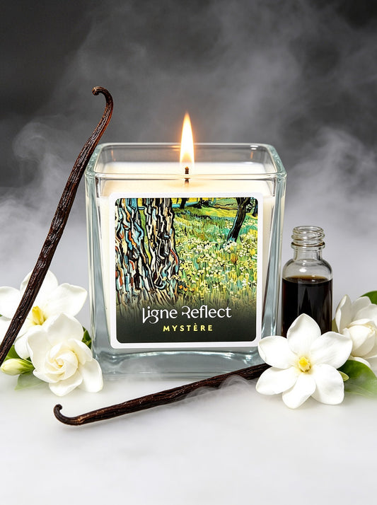 Bougie parfumée MYSTÈRE - Troncs d’Arbres dans l’Herbe